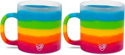 Silipint 16oz Silicone Coffee Mug – Unbreakable Dishwasher Safe Microwave Oven & Freezer Compatible Travel Mug – Non-Toxic Reusable Cup for Hot Coffee Tea or Cold Drinks, Prism - Pack of 2