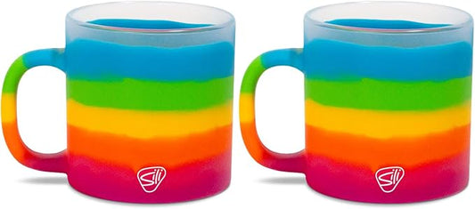 Silipint 16oz Silicone Coffee Mug – Unbreakable Dishwasher Safe Microwave Oven & Freezer Compatible Travel Mug – Non-Toxic Reusable Cup for Hot Coffee Tea or Cold Drinks, Prism - Pack of 2