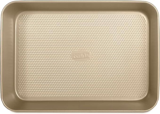 Glad Baking Pan Nonstick - Oblong Metal Dish for Cake and Lasagna - Heavy Duty Carbon Steel Bakeware, Large