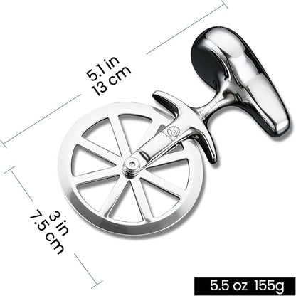 Unicycle Pizza Cutter Wheel, Durable Premium Stainless Steel One-Piece Sharp Blade, Mirror Polished No-Wobble Design, Ergonomic Non-Slip Handle, Easy to Clean Kitchen Gadgets, 5-Year Warranty