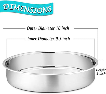 P&P CHEF 9.5 Inch Cake Pan Set of 2, Stainless Steel Round Baking Layer Cake Pans, Non Toxic & Healthy, Leak-proof & Easy Clean, Mirror Finish & Easy Releasing, Oven & Dishwasher Safe