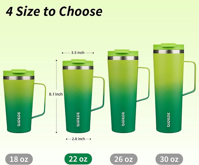 BJPKPK Insulated Tumbler with Handle, 22oz Insulated Tumblers with Lid and Straw, Stainless Steel Metal Water Bottles, Coffee Travel Mugs, Cups, Bamboo Grove