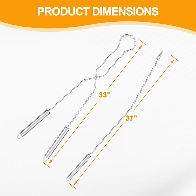 40" Fire Tongs Fire Pit Tongs Set, 304 Stainless Steel Log Grabbers Fire Poker Set, Fire Pit Tools Fireplace Tongs for Campfire, Picnic and Backyard