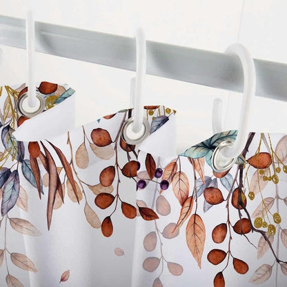 Fall Funny Ghost Shower Curtain, Halloween Pumpkins Harvest Autumn Leaves Decor Bath Curtain, Maple Leaves Spooky Bathroom Accessories Set with Hook 60X70in