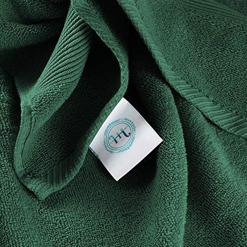 Hearth & Harbor Bath Towels for Bathroom - 100% Ring Spun Cotton Luxury Bathroom Towels - Ultra Soft & Highly Absorbent, Bath Towels Set of 6 - Hunter Green