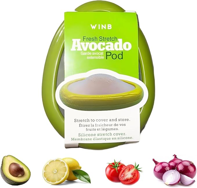 Winb Avocado Saver & Onion Storage Reusable Fruit and Veggie Savers - Ideal for Avocados, Tomatoes, Apples, Garlic, Onions, and More (Avocado saver)