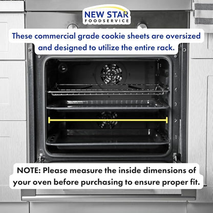 New Star Foodservice Commercial-Grade 18-Gauge Aluminum Sheet Pan/Bun Pan, Full Size XL (18 x 26 x 1 in)