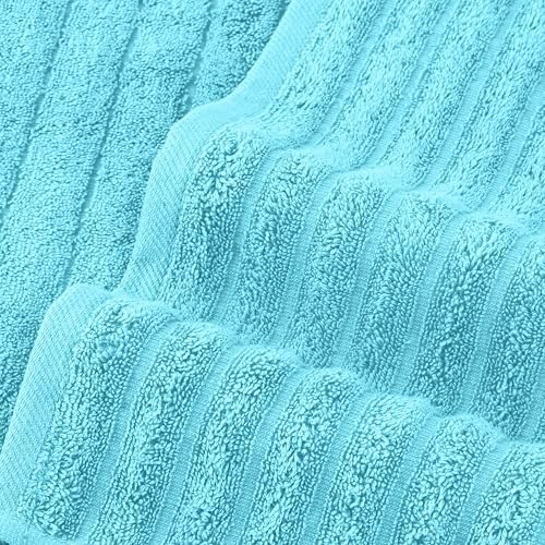 Elegant Comfort 100% Turkish Cotton Corduroy Ribbed Luxury Bath Towels 6-Piece Set, Premium Feel - Quick Dry, Highly Absorbent, Contains 2 Bath Towels, 2 Hand Towels, and 2 Washcloths, Aqua