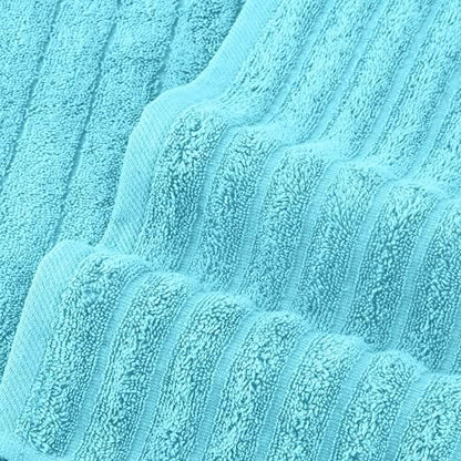 Elegant Comfort 100% Turkish Cotton Corduroy Ribbed Luxury Bath Towels 6-Piece Set, Premium Feel - Quick Dry, Highly Absorbent, Contains 2 Bath Towels, 2 Hand Towels, and 2 Washcloths, Aqua