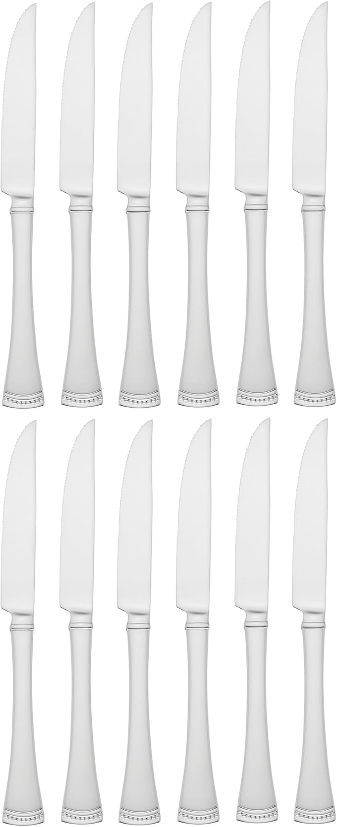Lenox Silverware Set, Portola 12-Piece Steak Knife Flatware Set, Service For 12, Made Of 18/10 Stainless Steel, Dishwasher Safe, Home And Kitchen Utensils, Knives, Cutlery (Silver, 12 Piece)