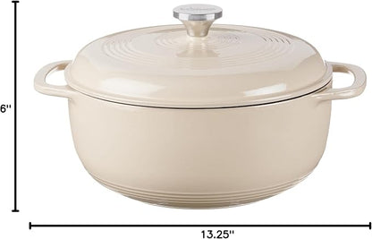 Lodge Essential Enamel Cast Iron Dutch Oven 6 Quarts - Perfect for Bread Baking, Braising, Marinating & Slow Cooking, Features Moisture-Sealing Lid & Dual Handles, Kitchen Essentials, Sandalwood