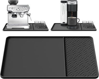 Silicone Coffee Mat with Raised Edges 24" x 16" – Waterproof Countertop Mat, Coffee Maker Pad, Espresso Machine Mat, Heat Resistant Dish Drying Mat
