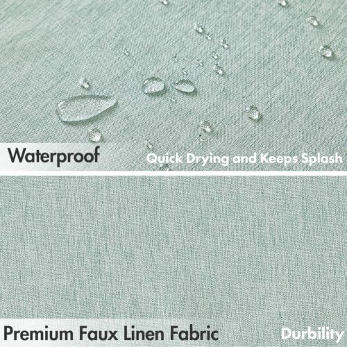 MIULEE 72"x84" Extra Long Scalloped Linen Shower Curtain Seafoam Green