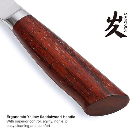 SAMCOOK Damascus Chef Knife - 8 Inch Professional Sharp Gyuto Knife - Japanese VG-10 High Carbon Stainless Steel Kitchen Cooking knife - Ergonomic Sandalwood Handle with Gift Box