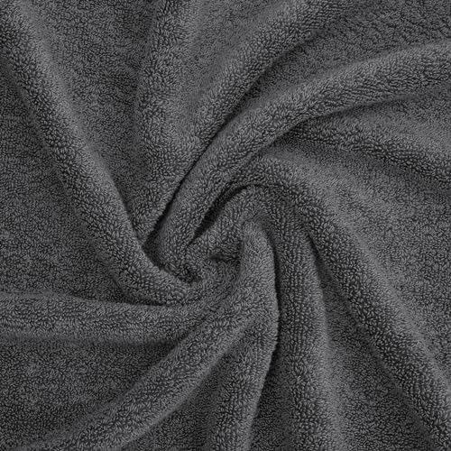 American Soft Linen Salem 100% Cotton Turkish 4 Piece Hand Towels for Bathroom, 600 GSM Soft Absorbent Quickdry Hand Face Towel Set, Dark Gray