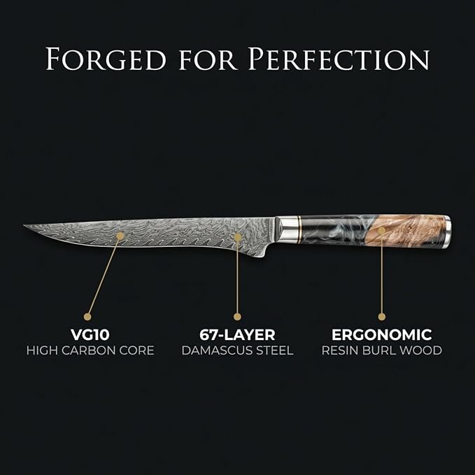 Tidal Black - 6" Boning Knife - Damascus