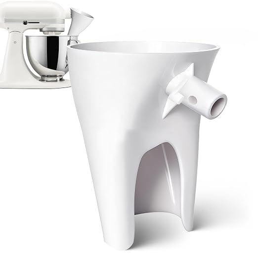 1 Pcs Flour Funnel for Kitchen Aid KSM 70 7 Quart Tilt-Head Stand Mixer, Anti-Spill Easy-Pour Plastic Powder Funnel (7QT)