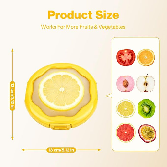CLEANGOR Lemon Saver with Snap-On Lid, Silicone Food Saver, Lemon Storage Container Reusable, Vegetable and Fruit Storage Containers, Reusable Kitchen Gadget, Dishwasher Safe (1, Yellow)