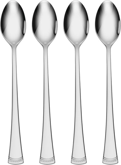 Lenox Silverware Set, Portola Iced Teaspoons, Set Of 4, Service For 4, 18/10 Stainless Steel, Dishwasher Safe, Flatware Utensils, Spoons Silverware, Home, Kitchen And Dining, Spoon (Silver, 4 Piece)