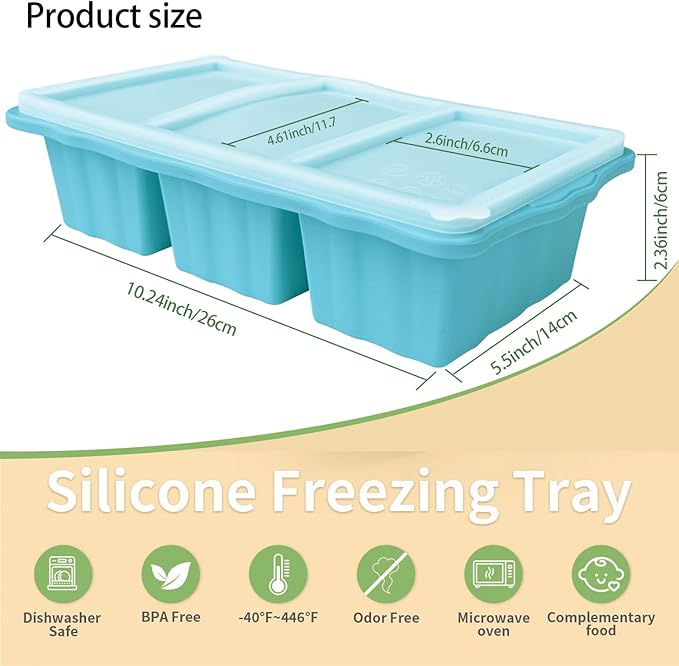 2 Pack Silicone Freezer Molds With Lids,1.5 Cup Silicone Freezer Tray With Lids for Easy Meal Prep Container and Kitchen Storage Solution Perfect for Storing Soup, Sauces, Leftovers and More