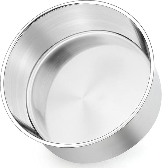 P&P CHEF 8 Inch Cake Pans Set, Round Baking Pan Stainless Steel Layer Birthday Wedding Cake Oven Pans, Non Toxic & Heavy Duty, Deep Side & Mirror Finish, Dishwasher Safe, (1Pc)