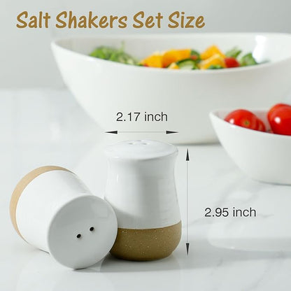 Hasense Salt and Pepper Shakers Set, Ceramic White Salt Shaker for Kitchen Counter, Cute Pepper Shakers, Refillable Spice Shaker Set for Kitchen Counter, Farmhouse Home Kitchen Decor