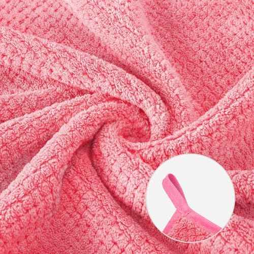 MaopaoBeauty 6 Pack Washcloth Towels Set, Waffle Hand Towels Set, Microfiber Super Soft Highly Absorbent, Sturdy Quick Drying Towels for Bathroom, Gym, Sports, Yoga, Hot Pink