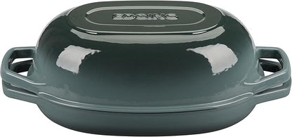 EDGING CASTING Enameled Cast Iron Oval Dutch Oven Pot with Lid, Dutch Oven for Sourdough Bread Baking, Bread Oven, Bread Dutch Oven, Oval Bread Pan, 5qt, Slateblue