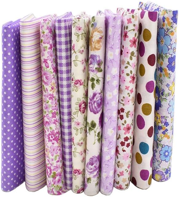 10pcs 12 x 12 inches (30cmx30cm) Print Purple Series Fabric Bundle Squares Patchwork DIY Sewing Scrapbooking Quilting Pattern Artcraft