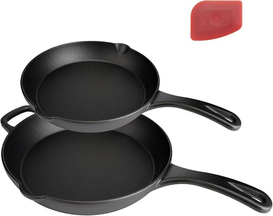 Cast Iron Skillet Set, 8" + 12" | Pre-Seasoned