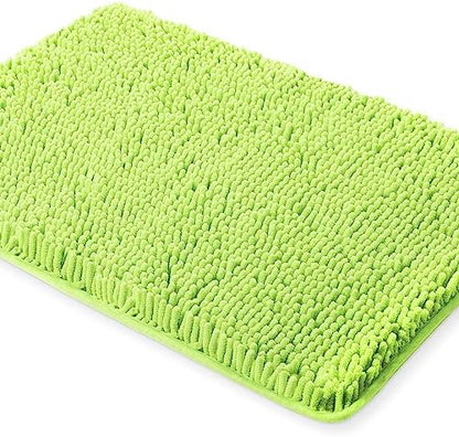 Yeaban Chenille Apple Green Bathroom Rug 26"x44", Non-Slip Rubber Backing
