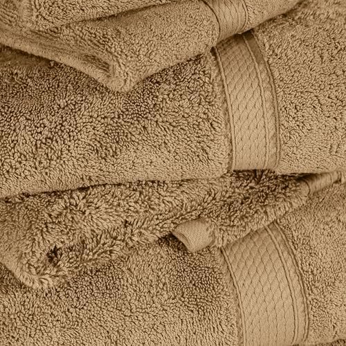 SUPERIOR Egyptian Cotton Ultra Plush & Absorbent, 12 Piece Set, Toast