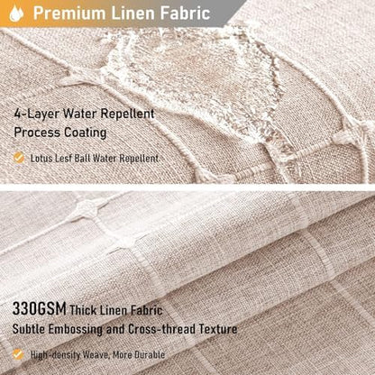 BTTN 54x72 Boho Farmhouse Linen Heavy Duty Shower Curtain Set, Tan/Taupe