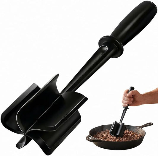 Meat Chopper, Premium Heat Resistant Meat Masher, 5 Blades Ground Beef Masher, Non Stick Hamburger Smasher, Nylon Potato Masher, Dishwasher Safe, Black