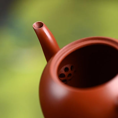 Handmade Yixing Zisha Teapot Beauty Shoulder Shape, 130cc Premium Wrinkled Zhuni Clay Gongfu Tea Pot with 7-Hole Water Outlet& Gift Box, by Master Artisan