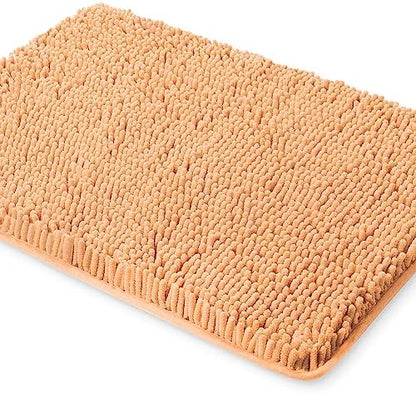 Yeaban Chenille Peach Bathroom Rug 26"x44", Non-Slip Rubber Backing