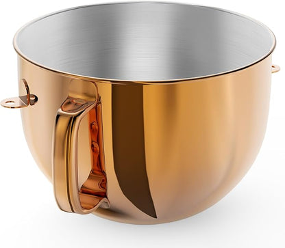 6QT Stainless Steel Mixer Bowl for Kitchenaid Stand Mixers, Kitchen Aid Mixing Bowl for 6QT Lift Mixer with Handle Copper