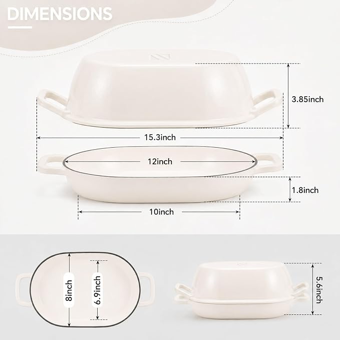 Enameled Cast Iron Oval Bread Oven White