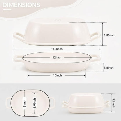 Enameled Cast Iron Oval Bread Oven White
