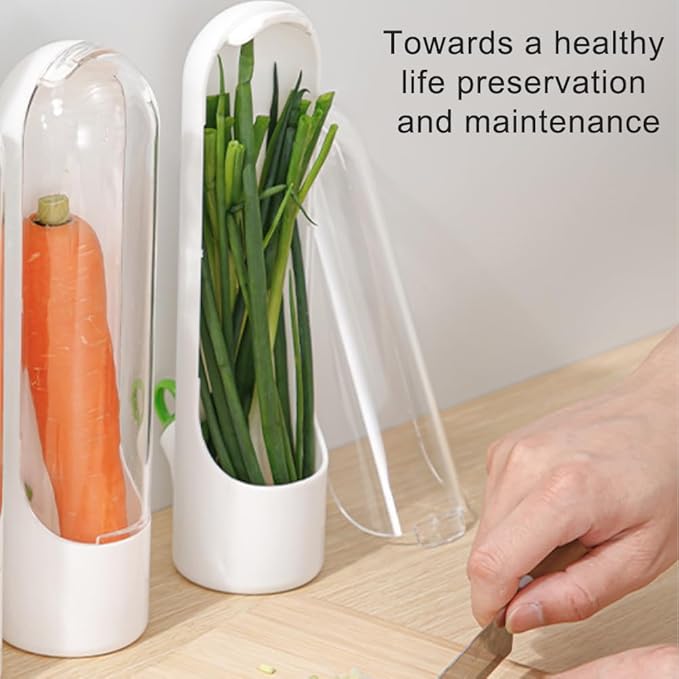 Herb Keeper for Refrigerator 2 Pack, Clear Vertical Cilantro Container with Water Base, 3.35 x 2.56 x 9.84 In ABS Herb Saver for Parsley Mint Basil, Fridge Door Storage