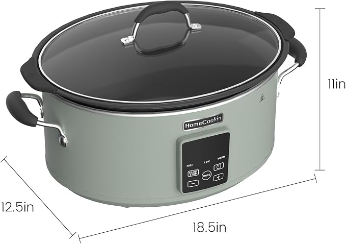 HOMECOOKIN Slow Cooker, Extra Large 10 Quart Programmable Slow Cookers with Timer, Dishwasher Safe Glass Lid & Crock, Kitchen Appliance for Families and Gatherings, Olive