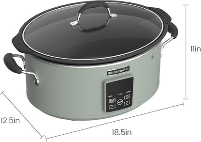 HOMECOOKIN Slow Cooker, Extra Large 10 Quart Programmable Slow Cookers with Timer, Dishwasher Safe Glass Lid & Crock, Kitchen Appliance for Families and Gatherings, Olive