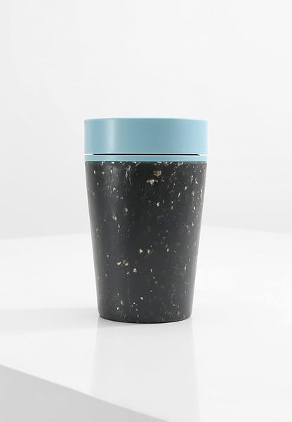 Circular and Co Leakproof Reusable Coffee Cup 8oz/227ml - The World's First Travel Mug Made from Recycled Coffee Cups, 100% Leak-Proof, Sustainable & Insulated. (Black & Faraway Blue)