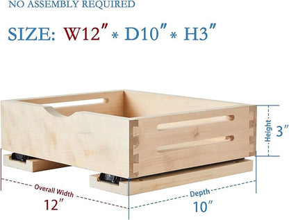 Fully Assembled Drawer Wood Pull Out Tray Drawer Box Kitchen Cabinet Organizer, Cabinet Slide Out Shelve, Wooden Pull-Out Shelf(12'' W×10'' D×3'' H)