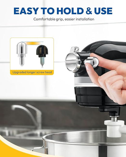 Attachment Knob Thumb Screw fit for Kitchen Aid Mixers, Upgraded 6061 Aluminum 1.65‘’ Long Screw Head Knob Replacement Parts, Replaces 9709194, 4162142, 240374 etc, Chrome