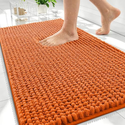 OLANLY Thick Chenille Bathroom Rugs 30x20, Soft Absorbent Bath Mat, Clay