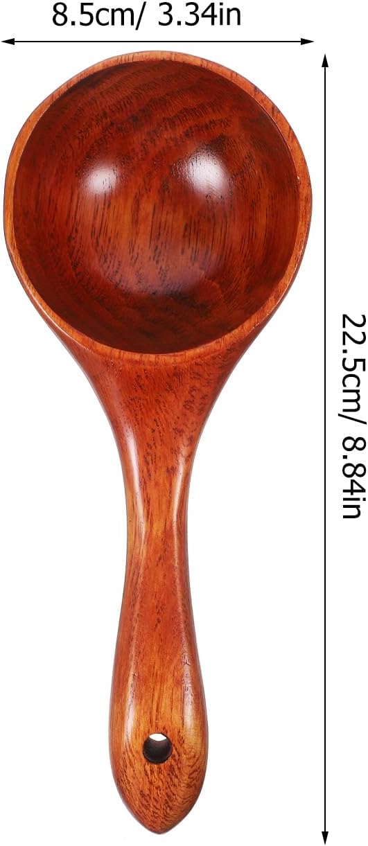 Beavorty Household Water Scoop 8.85In Wooden Handle Ergonomic Multi-Function Ladle for Kitchen Cooking Watering and Home Accessory
