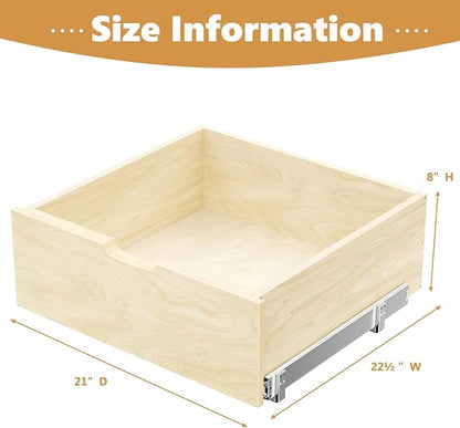 Pull Out Cabinet Organizer, Slide Out Wood Drawer, Pull Out Drawers for Cabinets, 8" High Pull Out Shelf for Kitchen Cabinet Pantry, 22½" W×21" D