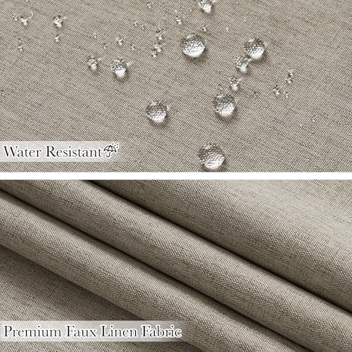 KGORGE Scalloped Shower Curtain with 12 Metal Hooks for Bathroom, Waterproof Privacy Linen Heavy Duty Cute Washable Shower Curtain Set for Bathtub Hotel Decor, Khaki, 72 x 72 inches