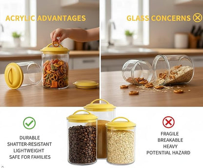 Food Storage Containers, BPA Free Airtight Canisters for Cereal, Pasta, Sugar, Coffee, Flour, Cookies, Loose Tea, for Kitchen Organization by Reston Lloyd, Set of 3, Charcoal Gray
